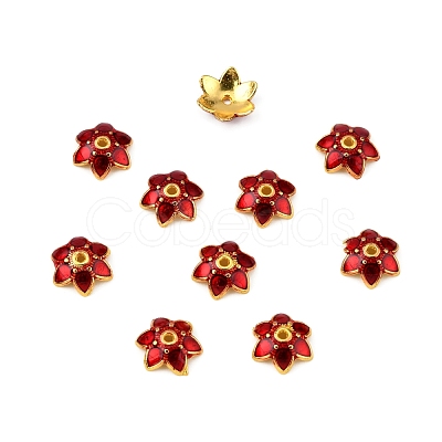 Multi-Petal Alloy Enamel Bead Caps ENAM-WH0063-03D-1