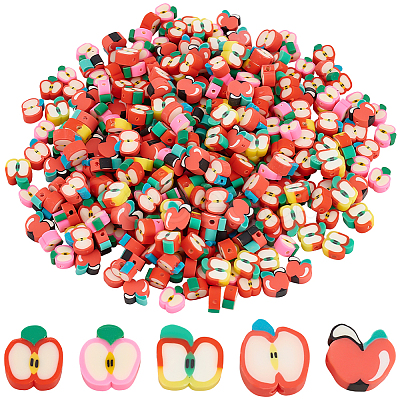 PandaHall Elite 300Pcs 5 Styles Handmade Polymer Clay Beads CLAY-PH0001-94-1