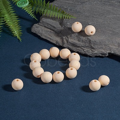 Natural Unfinished Wood Beads WOOD-S651-16mm-LF-1