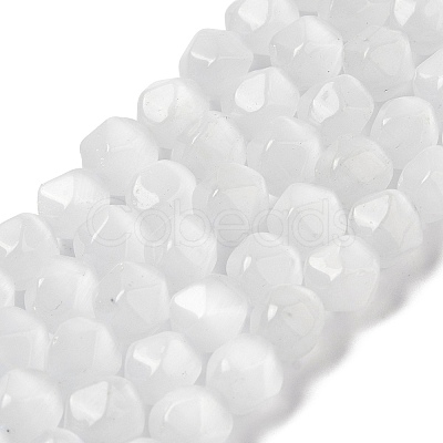 White Cat Eye Beads Strands G-Q169-E10-01-1