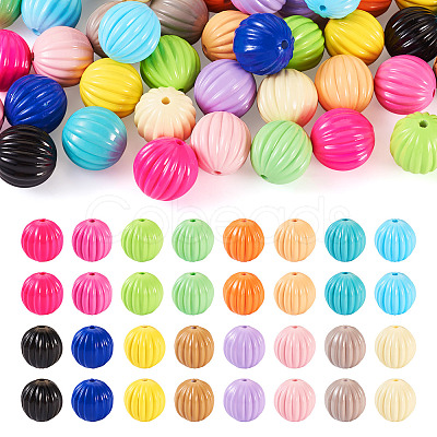 48Pcs 16 Colors Baking Paint Acrylic Beads MACR-TA0001-44-1