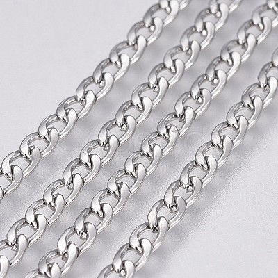 Non-Tarnish 3.28 Feet 304 Stainless Steel Curb Chains X-CHS-G005-B-01P-1