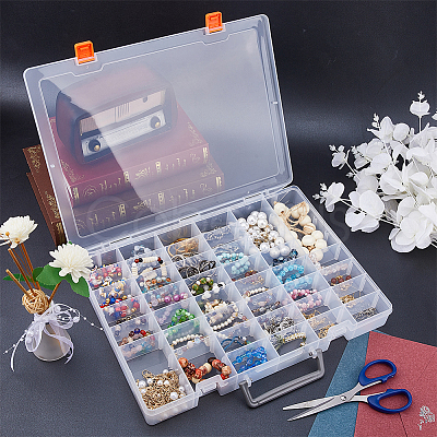 48 Grids Transparent Polypropylene(PP) Storage Box Organizer CON-WH0089-60A-1