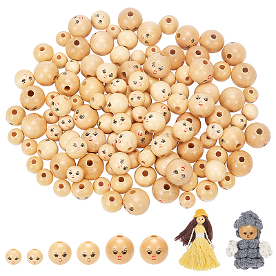 Nbeads 120Pcs 3 Styles Natural Wood European Beads WOOD-NB0002-62-1