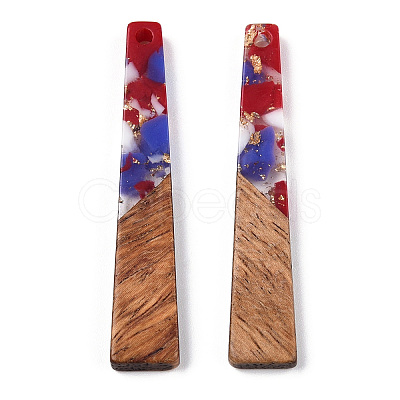 Transparent Resin & Walnut Wood Pendants RESI-N039-67E-1