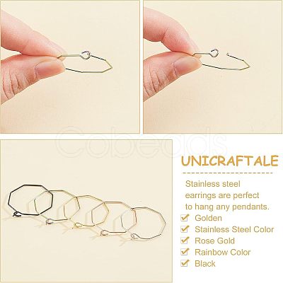 Unicraftale 30Pcs 5 Colors Ion Plating(IP) 316 Surgical Stainless Steel Hoop Earrings Findings STAS-UN0030-95-1