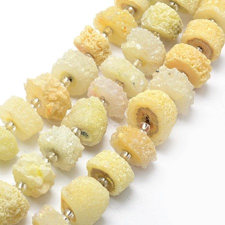 Natural Druzy Quartz Crystal Beads Strands G-F582-B11-1