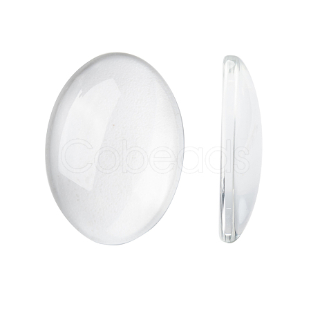 Transparent Oval Glass Cabochons X-GGLA-R022-25x18-1