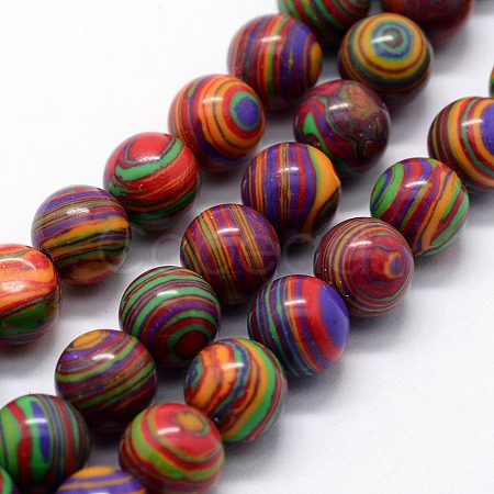 Synthetic Malachite Beads Strands G-I199-32-8mm-C-1