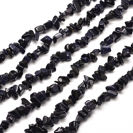 Synthetic  Blue Goldstone Chip Bead Strands G-M205-41-1