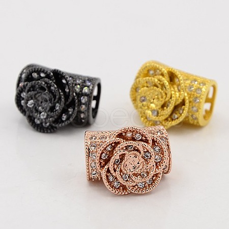 CZ Jewelry Findings Brass Micro Pave Cubic Zirconia Hollow Curved Tube Beads ZIRC-M014-04-NR-1