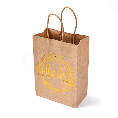 Gold Stamp Thanks Printed Paper Gift Tote Bags ABAG-Q055-03B-1