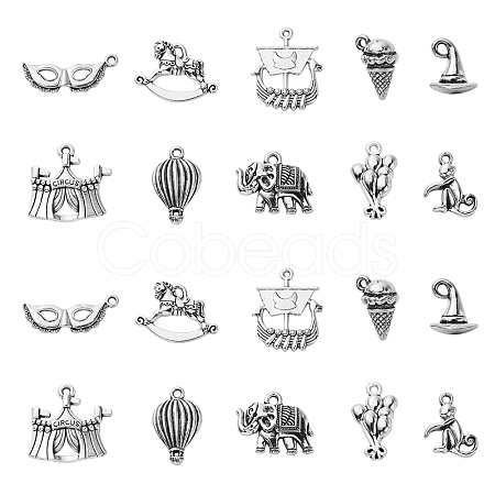 100Pcs 10 Style Tibetan Style Alloy Pendants TIBEP-CJ0001-83-1