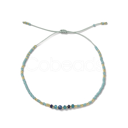 Miyuki Seed Beads and Natural Apatite Braided Bead Bracelets BJEW-C061-01-1