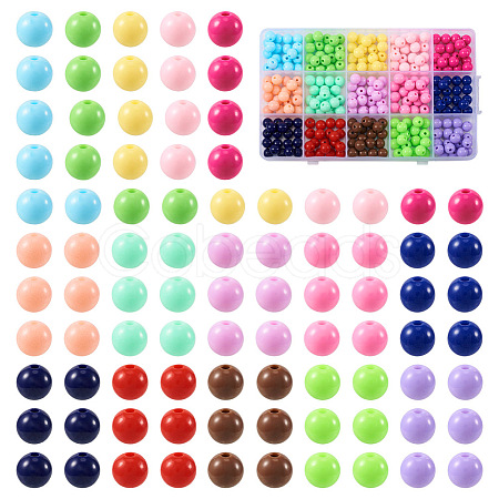 300Pcs 15 Colors Opaque Acrylic Beads SACR-TA0001-13-1