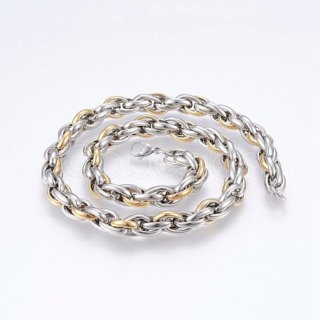 Men's 304 Stainless Steel Rope Chain Necklaces NJEW-P218-12-1
