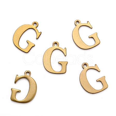 304 Stainless Steel Alphabet Charms STAS-H122-G-AB-1