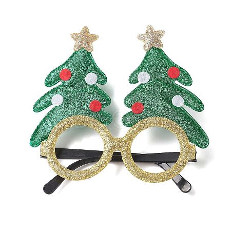 Christmas Plastic & Non-woven Fabric Glitter Glasses Frames AJEW-E053-01D-1