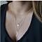 Alloy Pendant Layered Chain Necklaces for Women, Golden, Flat Round, 17.72 inch(45cm)