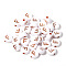 100Pcs Plating Opaque White Acrylic Beads, Rose Gold Metal Enlaced, Flat Round with Letter, Letter F, 7x4mm, Hole: 1.4mm