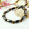 Round Natural Tiger Eye Stretch Bracelets, with Non-Magnetic Synthetic Hematite Beads and Elastic Cord, 50mm