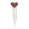 Brass Rhinestone Pendants, Heart Tassel, Dark Red, 78x18.5x2mm, Hole: 1.6mm