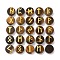 Brass Elder Futhark Alphabet Engraved Symbol Flat Round Natural Tiger Eye Rune Stones, for Chakras Balancing, Crystal Therapy, Meditation, Divination, 16.5~17.5x6~7mm, 25pcs/set