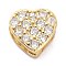 Brass Micro Pave Clear Cubic Zirconia Slide Charms, Heart, Golden, 10x10x4.5mm, Hole: 8x1mm and 1.3x1.2mm