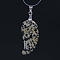 Natural Dalmatian Jasper Pendants, with Platinum Tone Brass Findings, Wing, 35x17mm