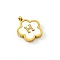 Golden Tone Stainless Steel Pave White Shell Letter Flower Charms, Letter H, 13mm