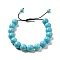 12.5mm Round Natural Turquoise Braided Bead Bracelets for Women Men, Inner Diameter: 2~3-1/8 inch(4.95~8.05cm)