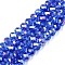 Electroplate Glass Beads Strands, AB Color Plated, Faceted, Rondelle, Blue, 8x6mm, Hole: 1mm, about 64~65pcs/strand, 15.75~16.14 inch(40~41cm)