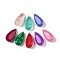 Glass Rhinestone Cabochons, Glass Surface with Natural Quartz Bottom, Pointed Back, Faceted, Teardrop, Mixed Color, 14x7x4.5mm