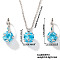 Fashionable Brass Rhinestones Round Ball Pendant Earrings & Necklaces Set for Women, Deep Sky Blue