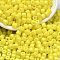 Baking Paint Pearlized Glass Seed Beads, Round Hole, Cylinder, Yellow, 4.5x3.5mm, Hole: 1.2mm, about 5625pcs/pound