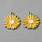 Light Gold Plated Alloy Enamel Pendants, Daisy Charms, Gold, 18x16x1mm, Hole: 1.3mm