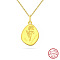 Birth Flower Style 925 Sterling Silver Pendant Necklaces, Real 14K Gold Plated, 17.91 inch(45.5cm)