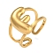 304 Stainless Steel Finger Ring, Real 18K Gold Plated Cuff Ring, Letter F, Inner Diameter: 18mm, Letter: 14~15x6.5~19mm