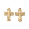 PVD Vacuum Plating 201 Stainless Steel Pendants, Cross Charm, Real 18K Gold Plated, 18.5x12.5x2.5mm, Hole: 1.2mm