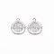 Brass Micro Pave Clear Cubic Zirconia Pendants, Nickel Free, Flat Round with Star, Real Platinum Plated, 16.5x14x1.5mm, Hole: 1.5mm