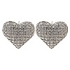 Rack Plating Heart Brass Pave Clear Cubic Zirconia Stud Earrings EJEW-I310-02P-2