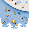 40Pcs 10 Color PVD Vacuum Plating Real 18K Gold Plated 201 Stainless Steel Rhinestone Charms PALLOY-AB00194-4