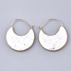 Natural Howlite Crescent Moon Dangle Hoop Earrings G-S344-75I-1