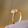 Real 18K Gold Plated Brass Cubic Zirconia Cuff Rings RJEW-EE0001-024E-3