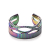 Ion Plating(IP) 304 Stainless Steel Oval Wrap Open Cuff Ring for Women RJEW-C025-30M-2