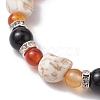 Halloween Skull Synthetic Turquoise & Natural Red Agate & Black Onyx Beaded Stretch Bracelets BJEW-TA00485-4