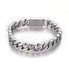 304 Stainless Steel Curb Chain Bracelets BJEW-P255-01A-2