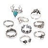 9Pcs 9 Style Adjustable Alloy Finger Rings RJEW-LS0001-16AS-4
