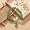 Natural Green Aventurine Round Beaded Stretch Bracelet with Bullet Charms BJEW-JB09018-02-2