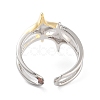 Brass Star Open Cuff Ring for Women RJEW-C102-19GP-3